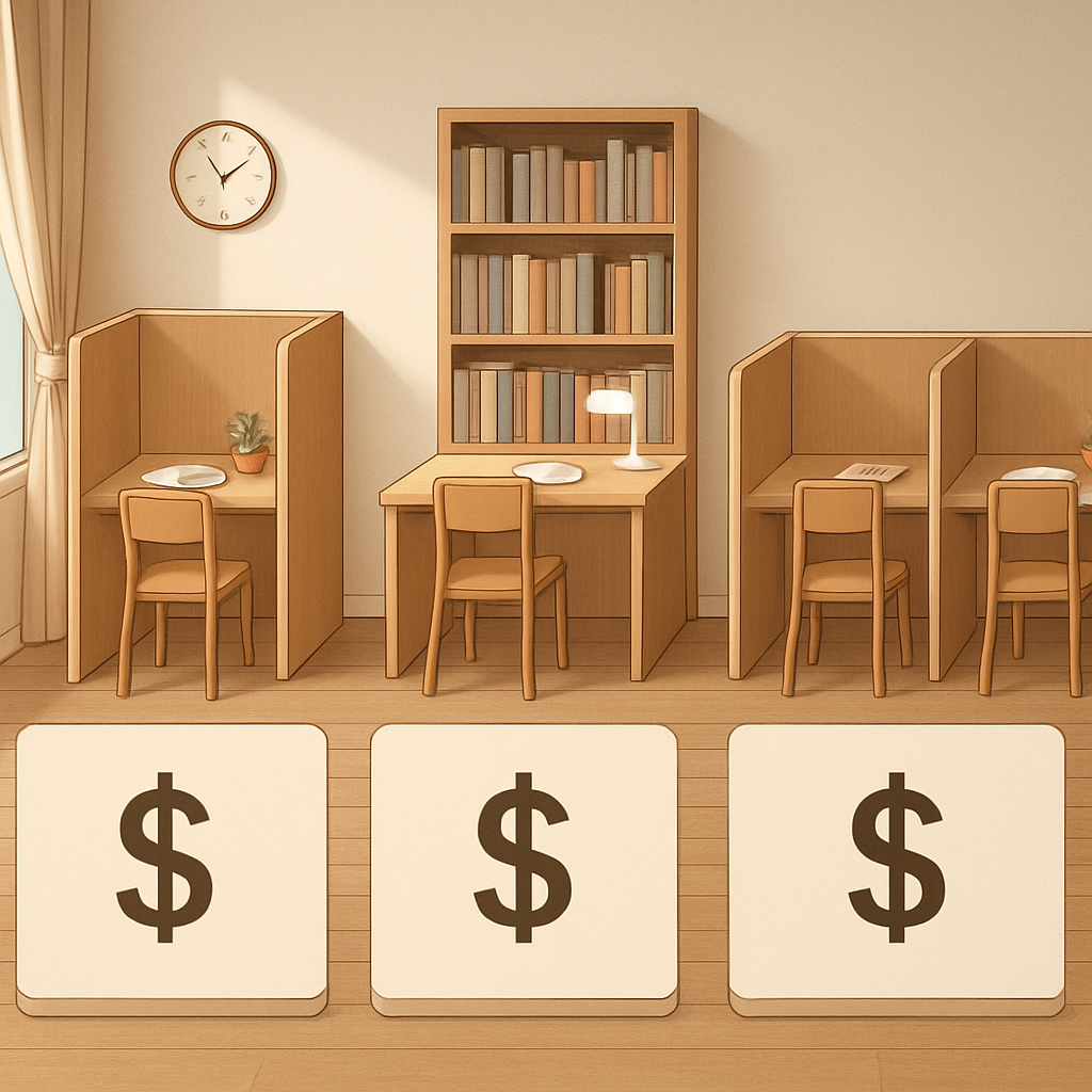 관리형 독서실 비용 비교 이미지